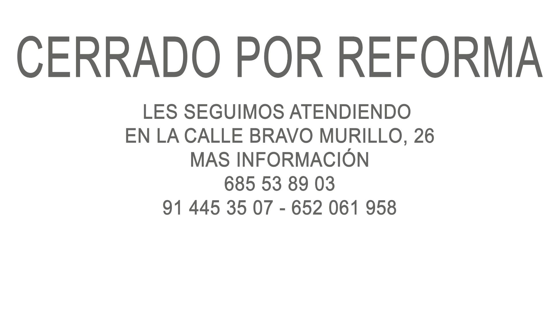 CERRADO POR REFORMA CERRADO POR REFORMA