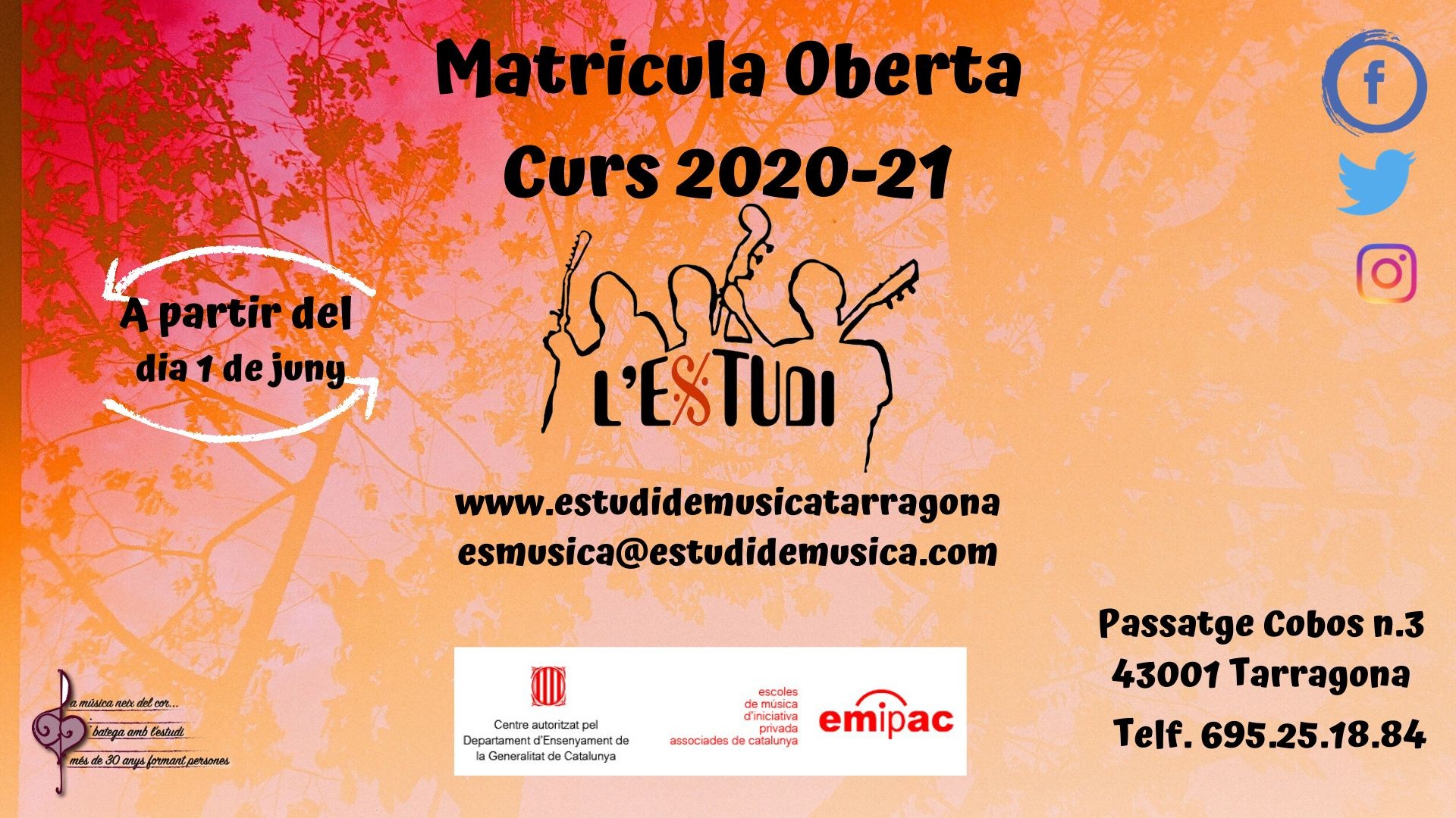 MATRICULA OBERTA CURS 2020-21 MATRICULA OBERTA CURS 2020-21