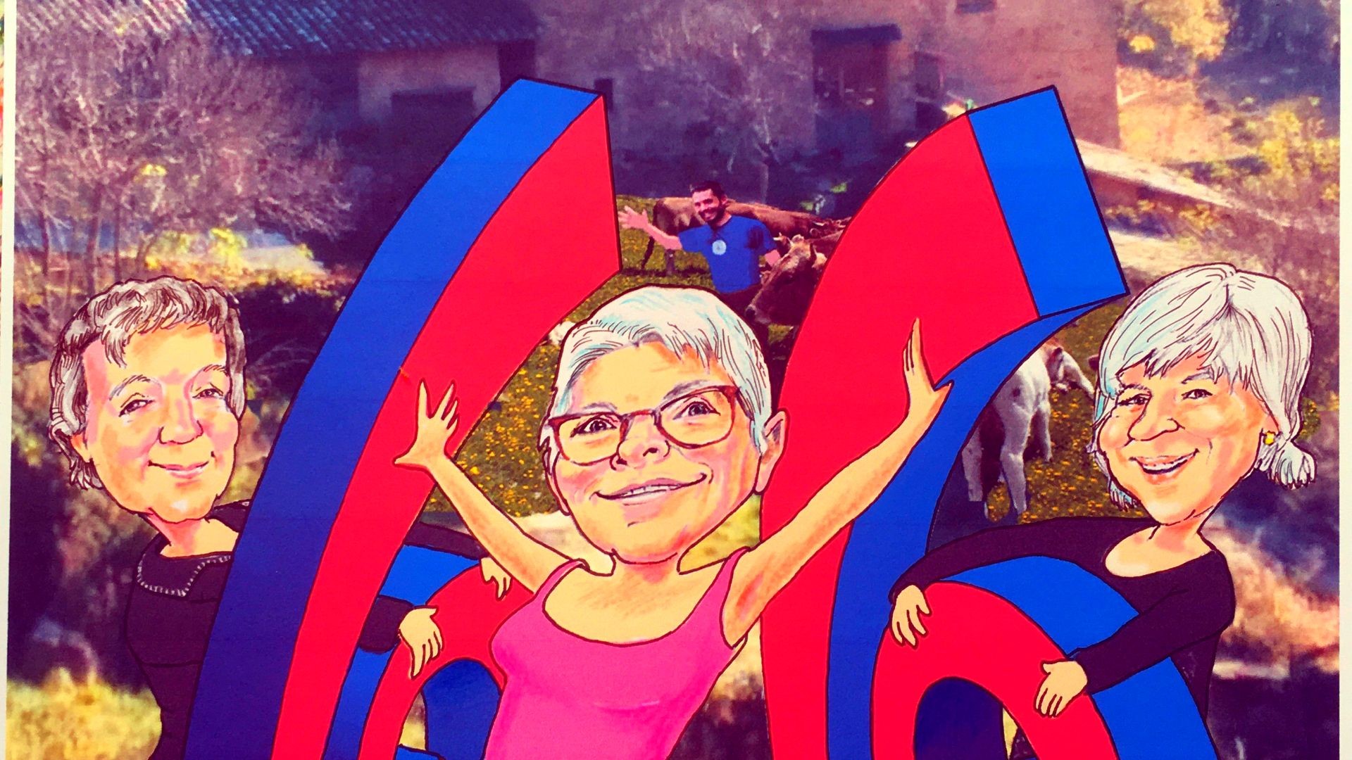 Montage digital A3 para cumpleaños de una campesina Montage digital A3 para cumpleaños de una campesina