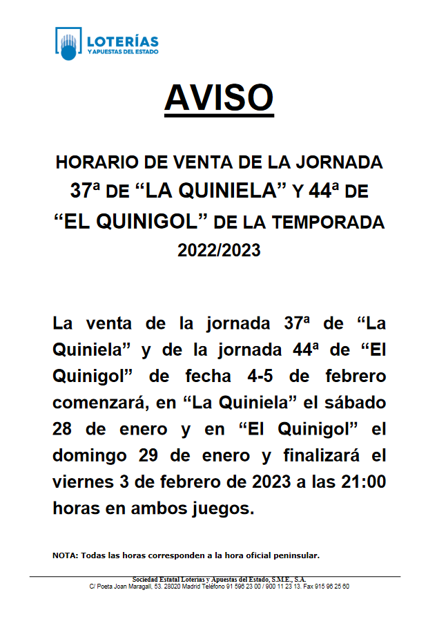 AVISO PARA VALIDAR LAS APUESTAS DEPORTIVAS AVISO PARA VALIDAR LAS APUESTAS DEPORTIVAS