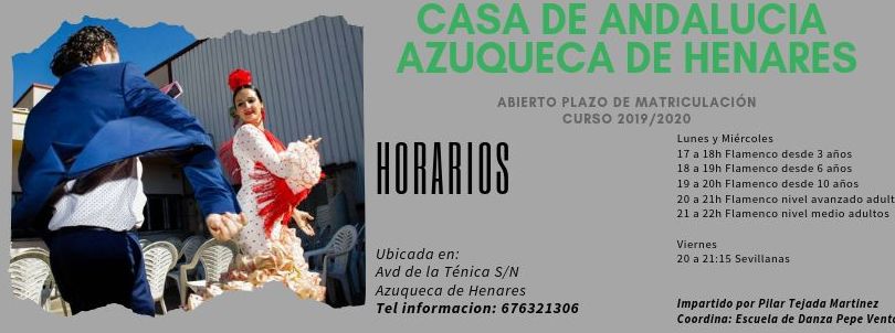Casa de Andalucía Azuqueca de Henares 2019-2020: Clases de Escuela de Danza Pepe Vento Casa de Andalucía Azuqueca de Henares 2019-2020: Clases de Escuela de Danza Pepe Vento