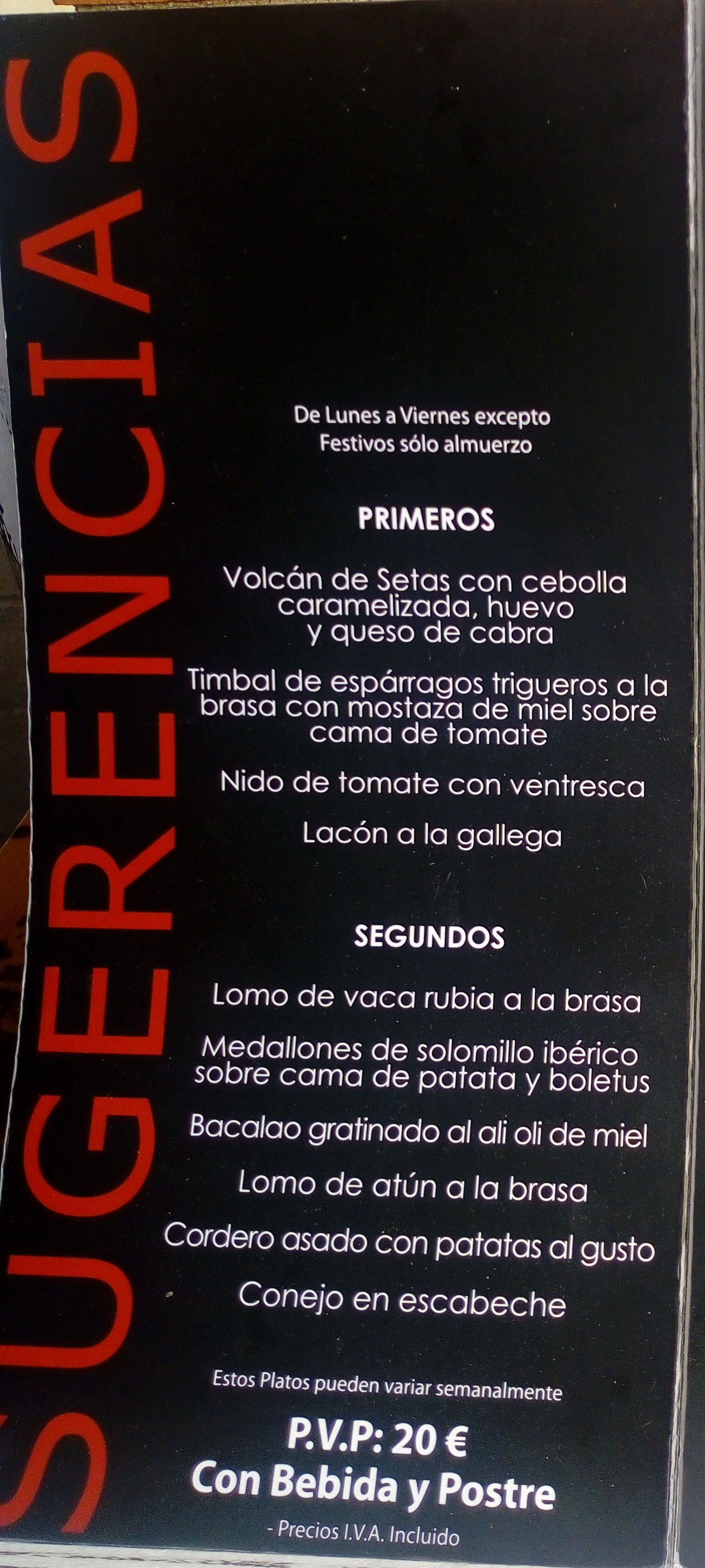 Menú diario: Carta y Menús de La Tasca del Chuletón Menú diario: Carta y Menús de La Tasca del Chuletón
