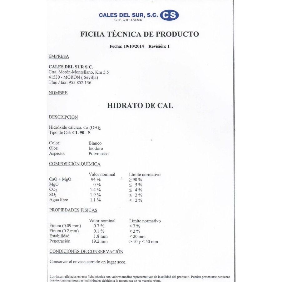 Palet De Cal Apagada: Nuestros Productos de Cales Del Sur Palet De Cal Apagada: Nuestros Productos de Cales Del Sur