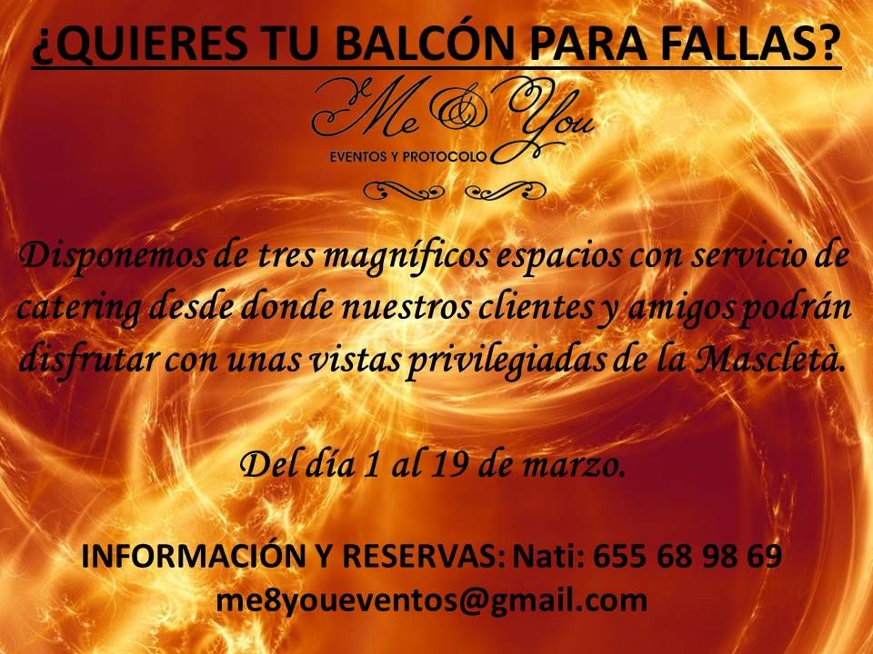 Ofertas Fallas 2018: Servicios de Me & You Eventos y Protocolo Ofertas Fallas 2018: Servicios de Me & You Eventos y Protocolo
