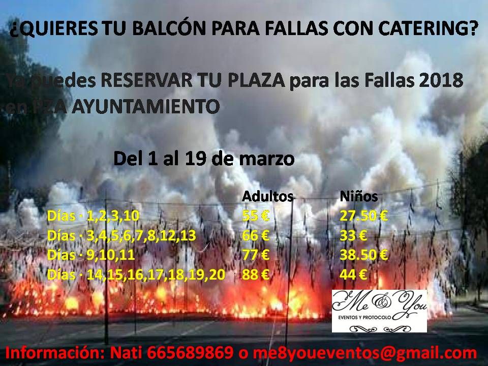 Ofertas Fallas 2018: Servicios de Me & You Eventos y Protocolo Ofertas Fallas 2018: Servicios de Me & You Eventos y Protocolo