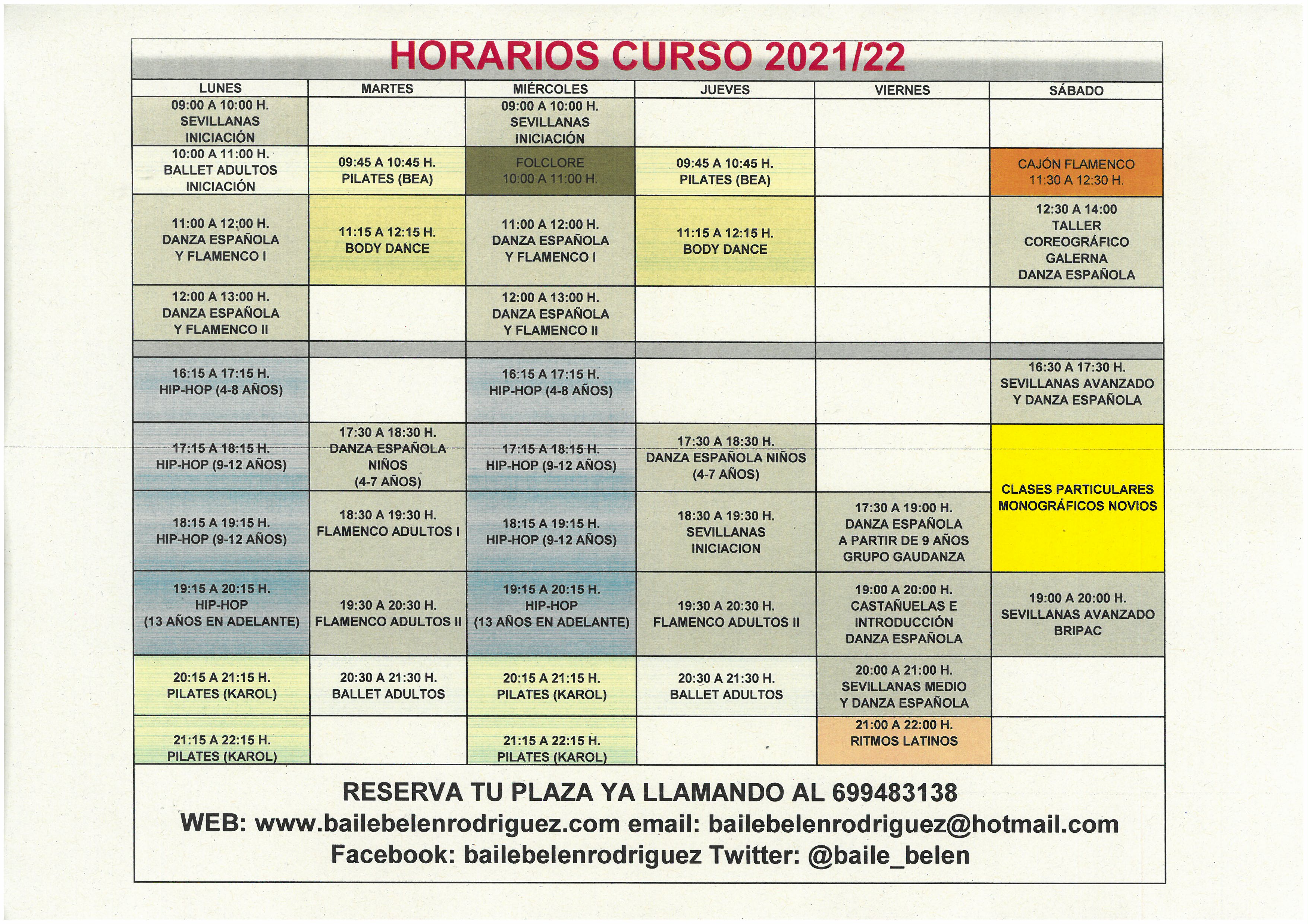 Horarios 2021/2022: Clases de Baile de Academia de Baile Belén Rodríguez Horarios 2021/2022: Clases de Baile de Academia de Baile Belén Rodríguez