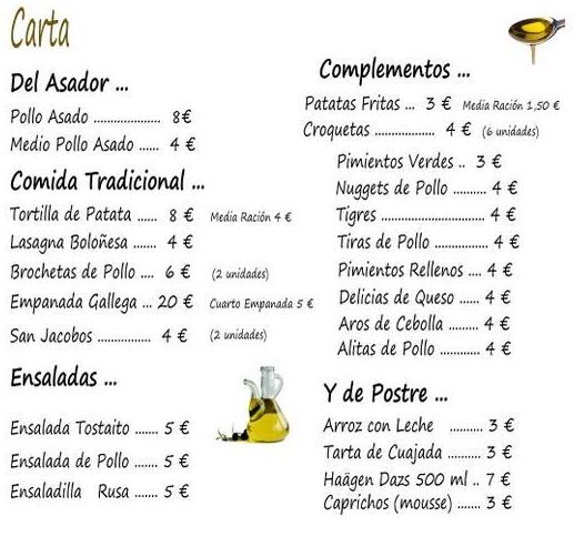 NUESTRA CARTA: Nuestros Menús de El Tostaíto NUESTRA CARTA: Nuestros Menús de El Tostaíto