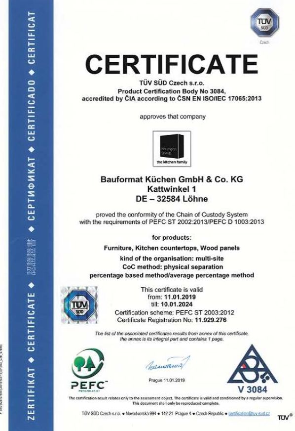 Certificado PEFC Bauformat Certificado PEFC Bauformat