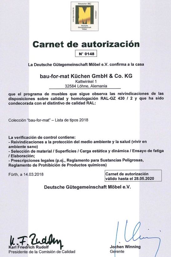 Carnet de Autorización BAU-FOR-MAT: Productos y servicios de Premier Estudio de Cocinas Carnet de Autorización BAU-FOR-MAT: Productos y servicios de Premier Estudio de Cocinas