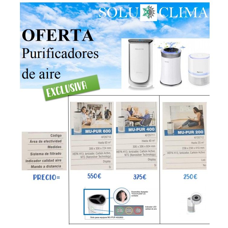 Ofertas de purificadores de aire: Servicios de Soluclima Ofertas de purificadores de aire: Servicios de Soluclima
