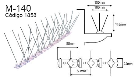 Pinchos control de aves Spiketrack m140 Pinchos control de aves Spiketrack m140