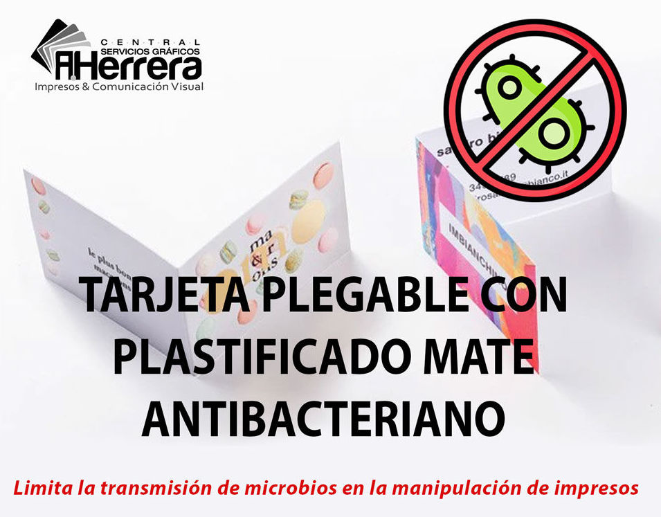 Tarjeta doble o triple con plastificado mate antibacteriano Tarjeta doble o triple con plastificado mate antibacteriano