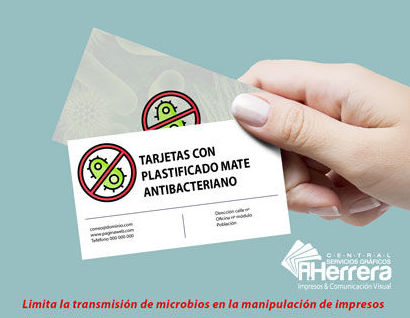 Tarjeta simple con plastificado mate antibacteriano Tarjeta simple con plastificado mate antibacteriano