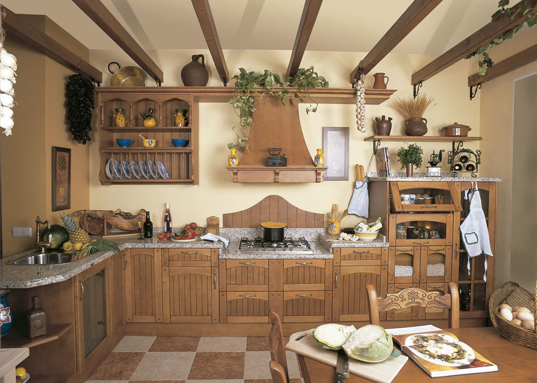 Muebles de cocina en madera estilo clásico modelo Doñana