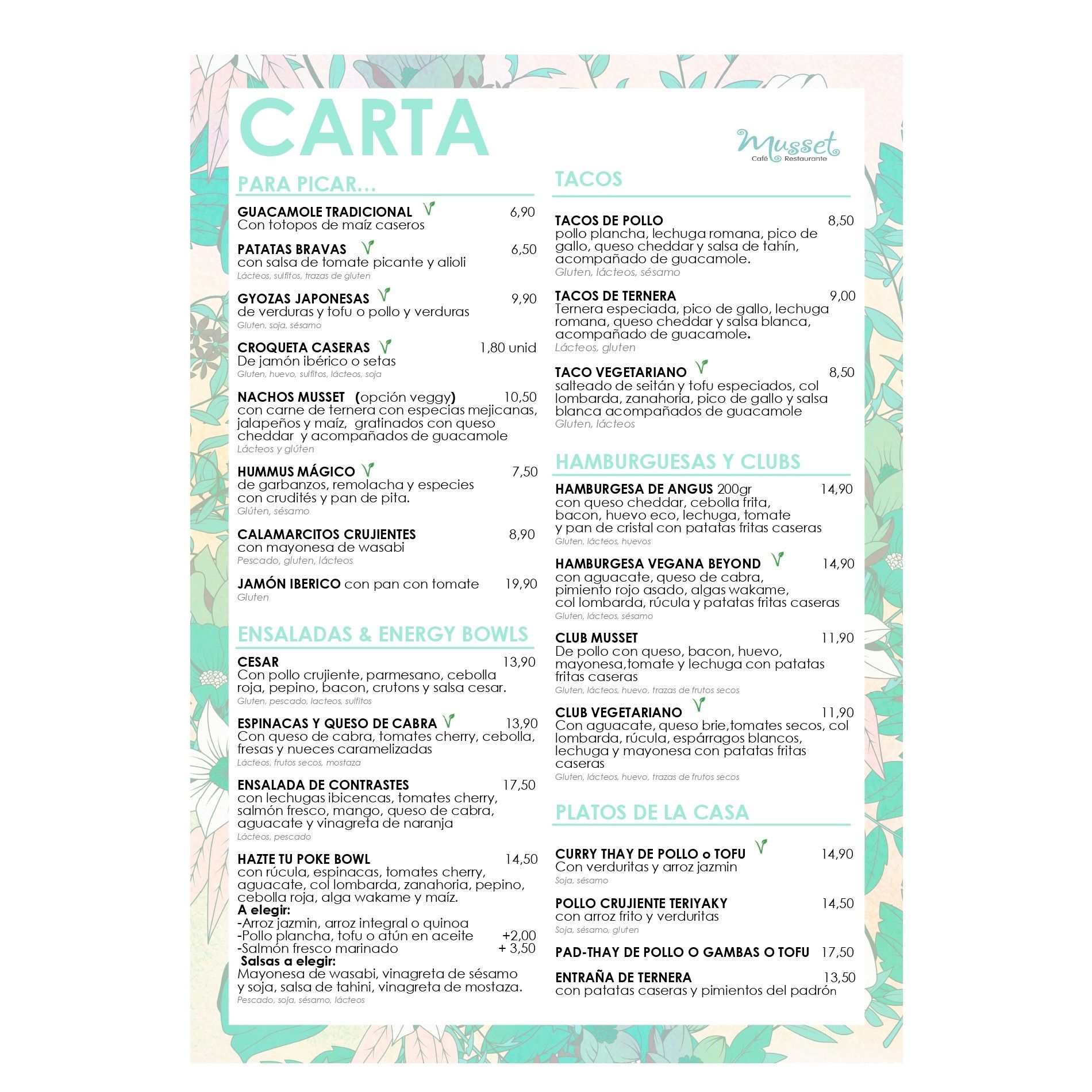 Carta Español : Carta de Musset Café Carta Español : Carta de Musset Café
