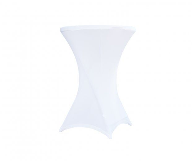 Funda blanca elástica para mesa alta: Alquiler de Mantelería & Menaje Funda blanca elástica para mesa alta: Alquiler de Mantelería & Menaje
