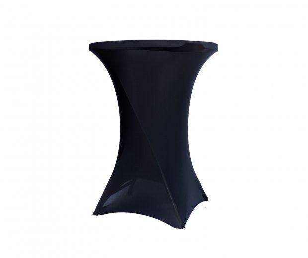 Funda negra elástica para mesa alta: Alquiler de Mantelería & Menaje Funda negra elástica para mesa alta: Alquiler de Mantelería & Menaje