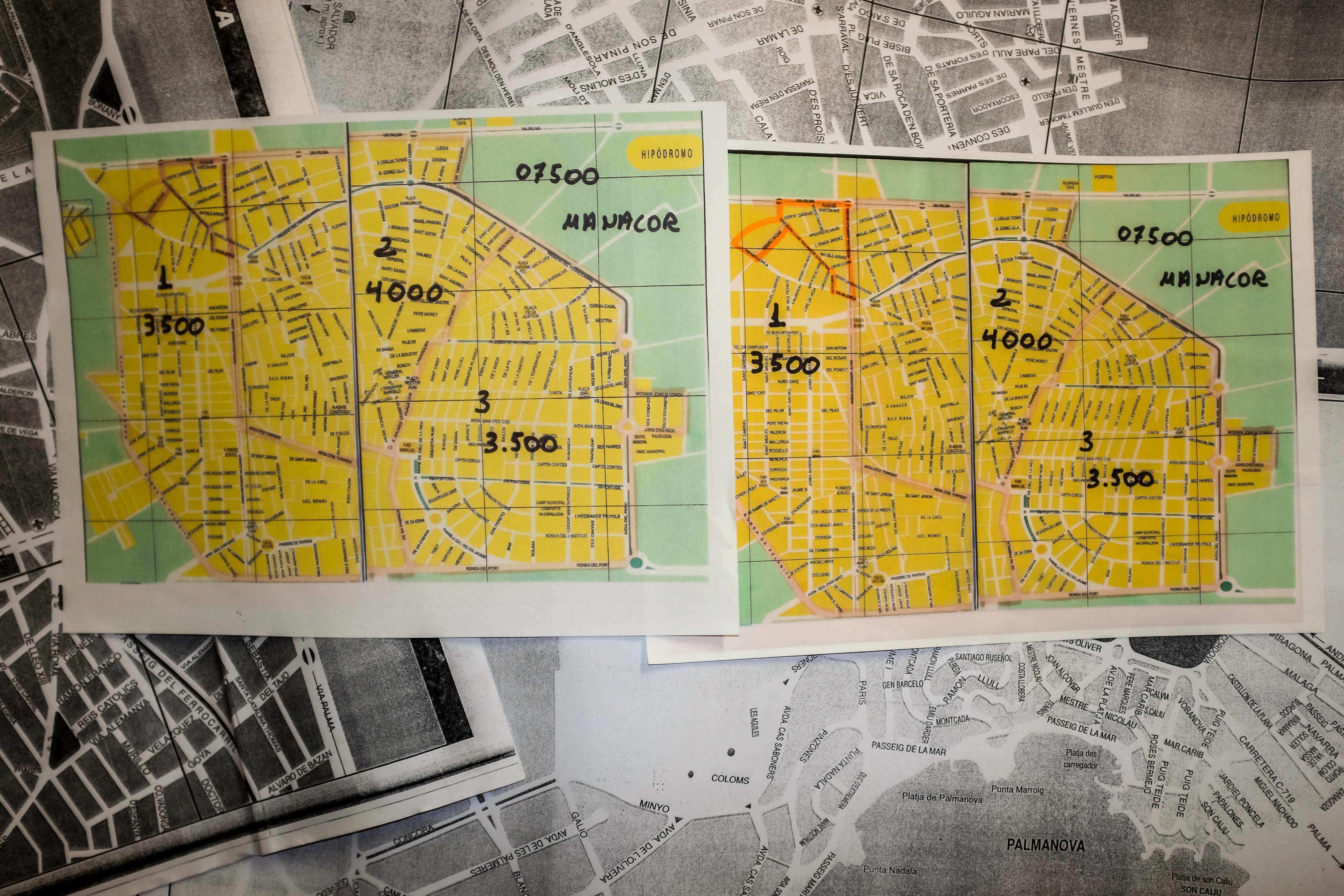 Distribución de propaganda por zonas en Palma de Mallorca