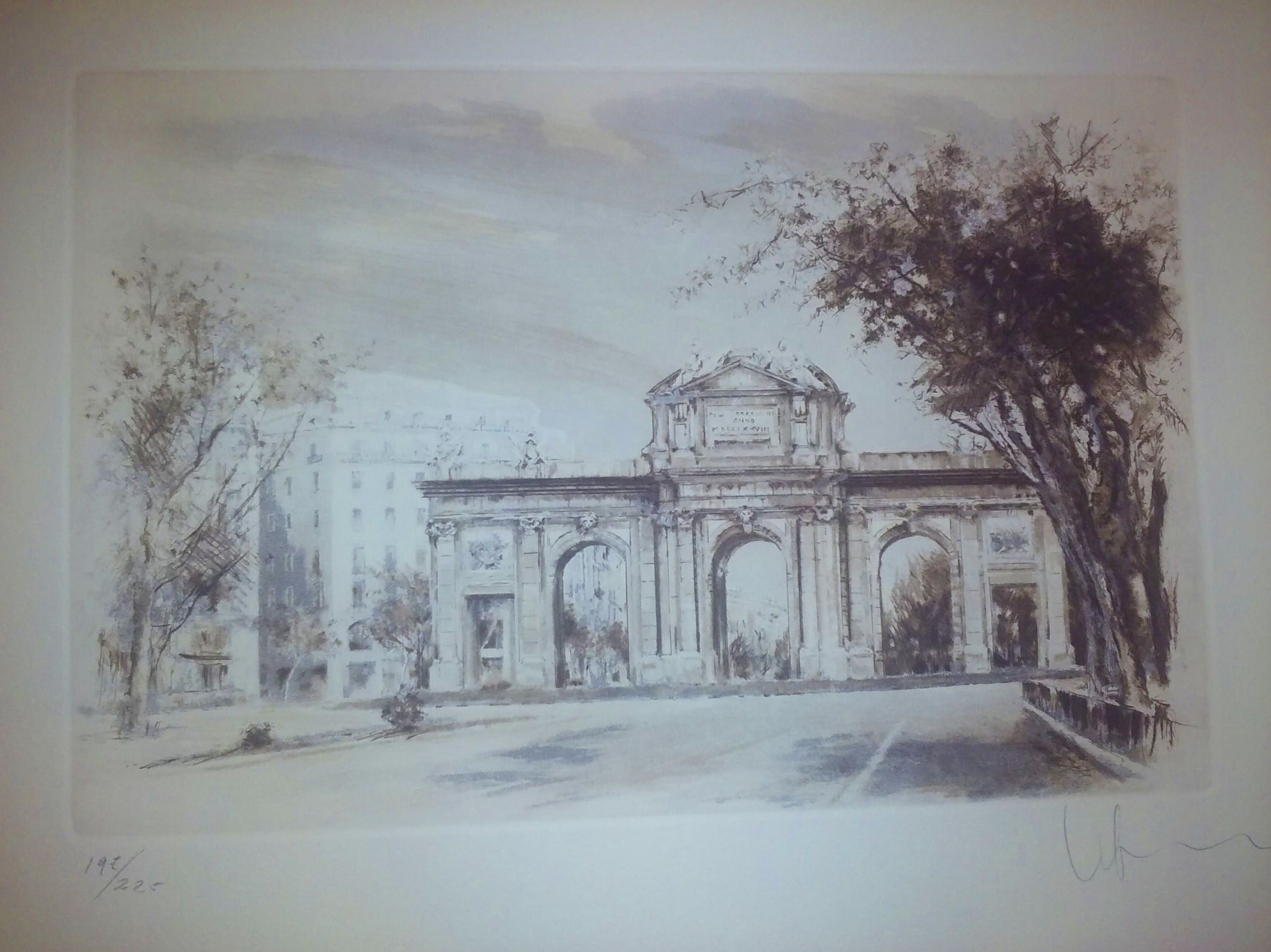 Puerta de Alcalá . Punta seca sepia 46 x 38 Puerta de Alcalá . Punta seca sepia 46 x 38