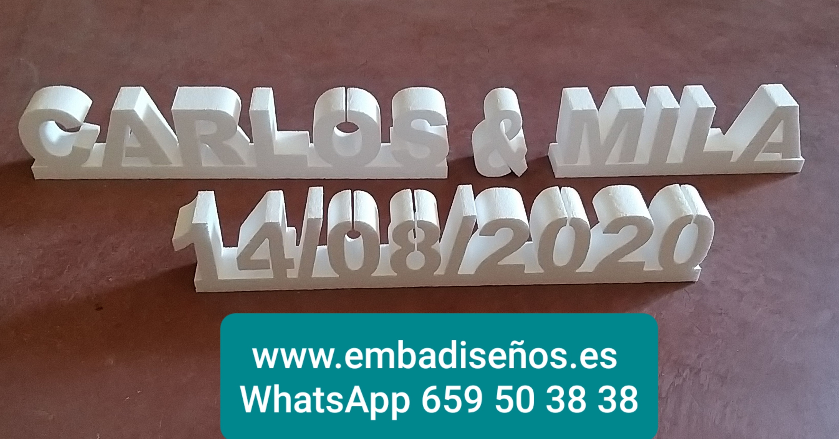 Nombres en 3D para diseño de bodas: Productos de Embadiseños Nombres en 3D para diseño de bodas: Productos de Embadiseños