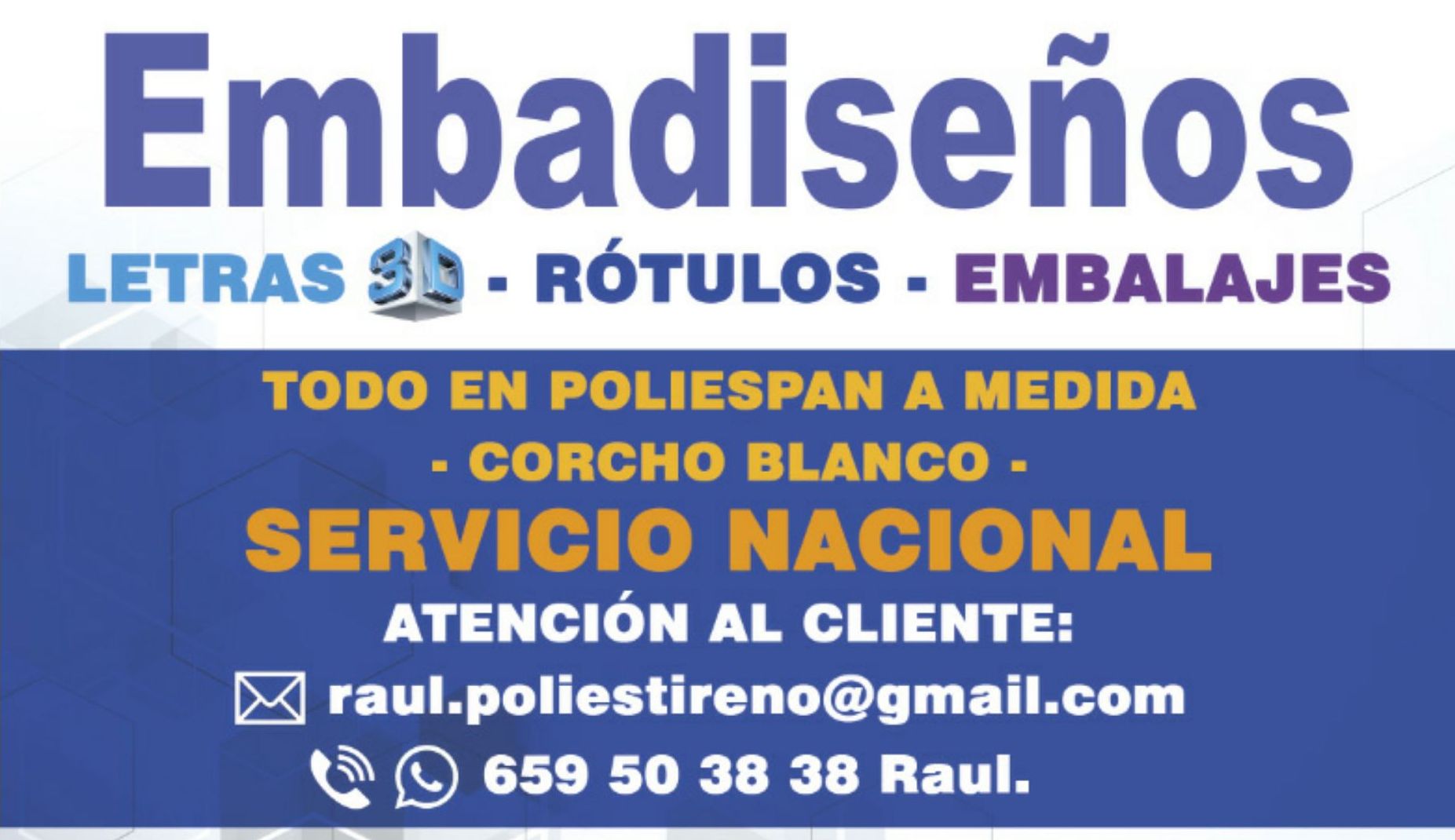 EMBALAJES,INICIALES Y LETRAS 3D GIGANTES DE POLIESPAN A MEDIDA ( CORCHO BLANCO DE ALTA DENSIDAD )