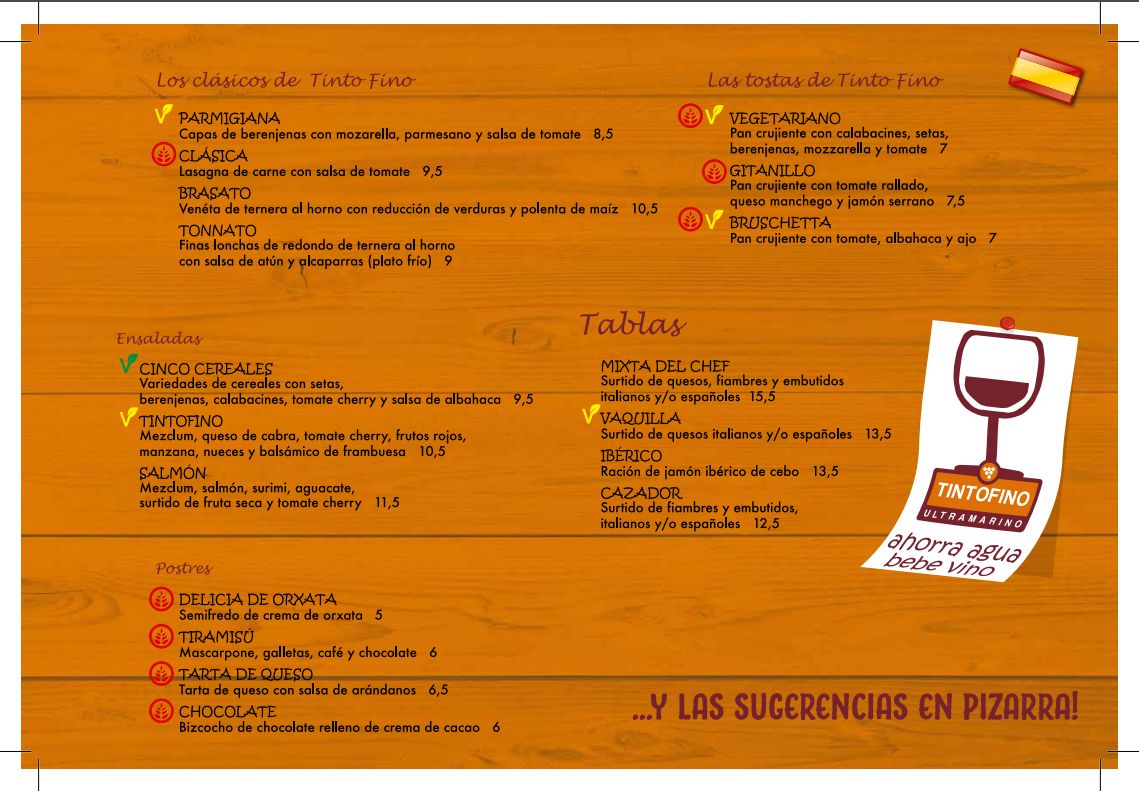 Carta en español: Carta de Tinto Fino Ultramarino Carta en español: Carta de Tinto Fino Ultramarino