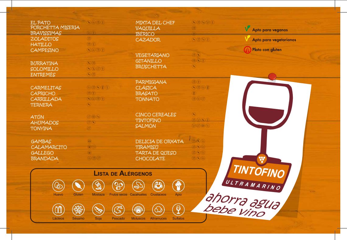 Carta de alérgenos: Carta de Tinto Fino Ultramarino Carta de alérgenos: Carta de Tinto Fino Ultramarino