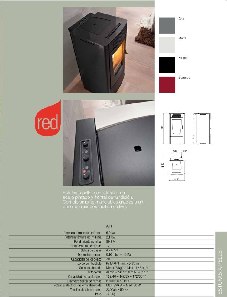 Estufa pellet Red Modelo Dalia 6 kW: Catálogo de Chimeneas Ferrol Estufa pellet Red Modelo Dalia 6 kW: Catálogo de Chimeneas Ferrol