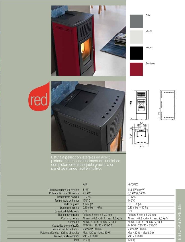 Estufa pellet Red Modelo Gardenia 8 kW: Catálogo de Chimeneas Ferrol Estufa pellet Red Modelo Gardenia 8 kW: Catálogo de Chimeneas Ferrol