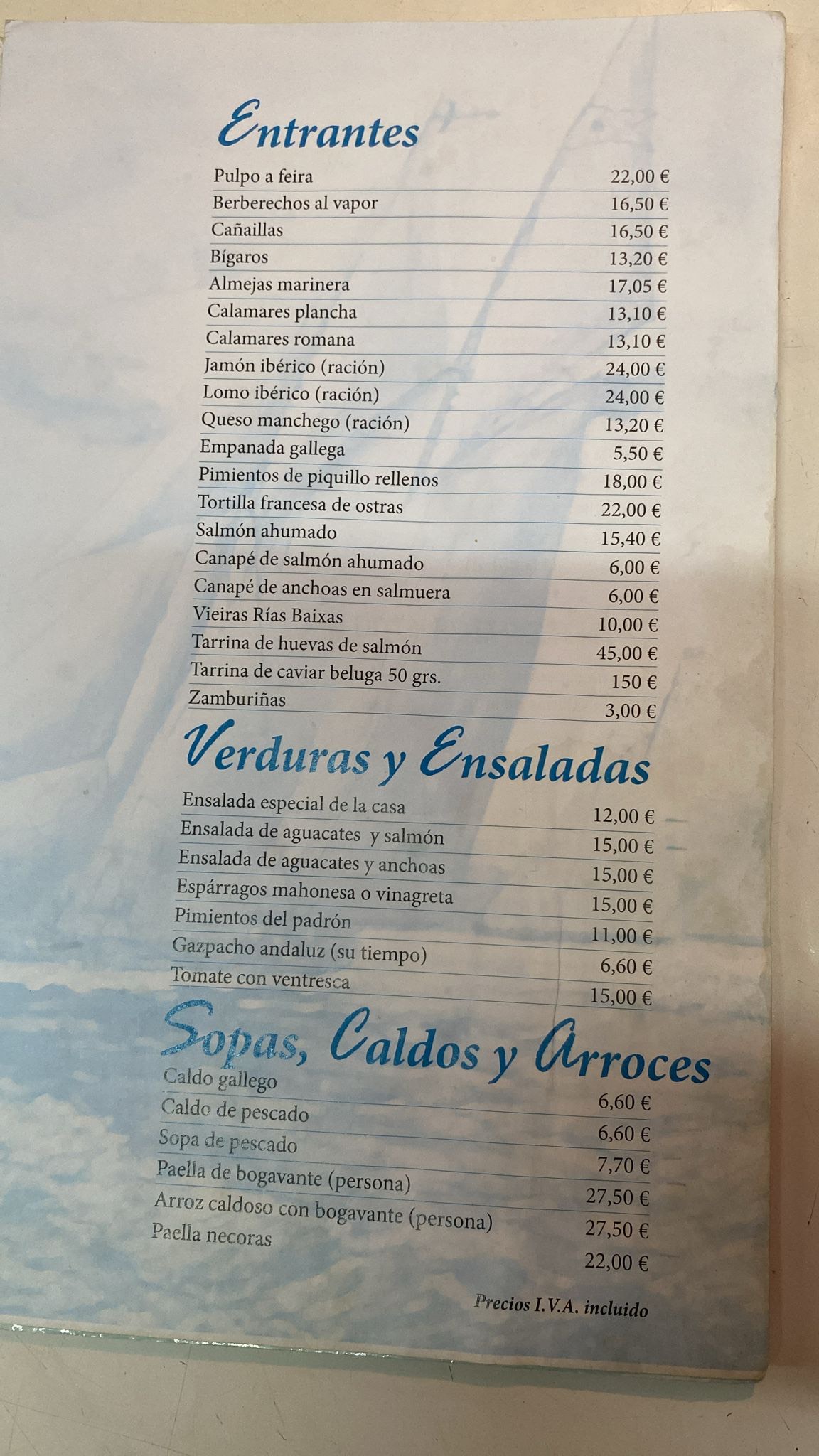 CARTA: Carta de Restaurante Rincón Gallego de Albacete