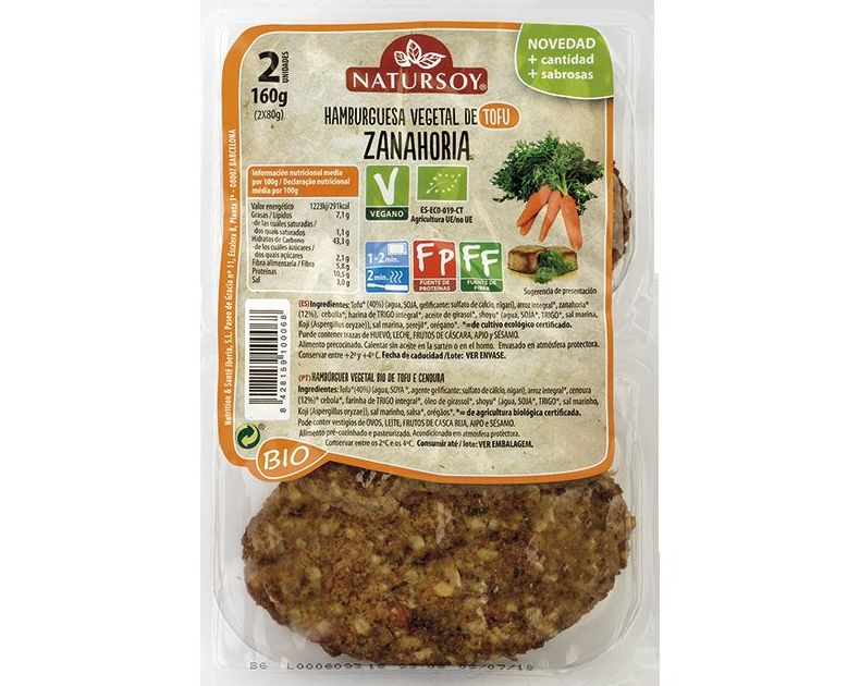 Hamburguesa de tofu y zanahoria 2ud NATURSOY 150gr: Productos de Bionatura Hamburguesa de tofu y zanahoria 2ud NATURSOY 150gr: Productos de Bionatura