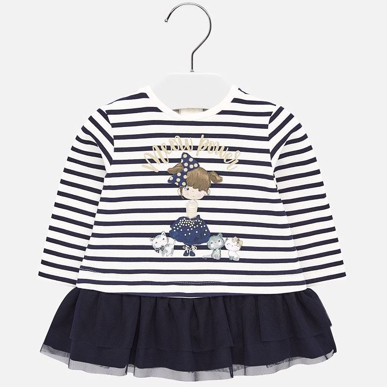 Vestido rayas combinado tul niña Vestido rayas combinado tul niña
