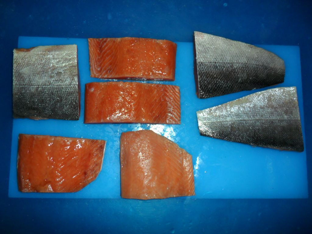 Porciones de salmón