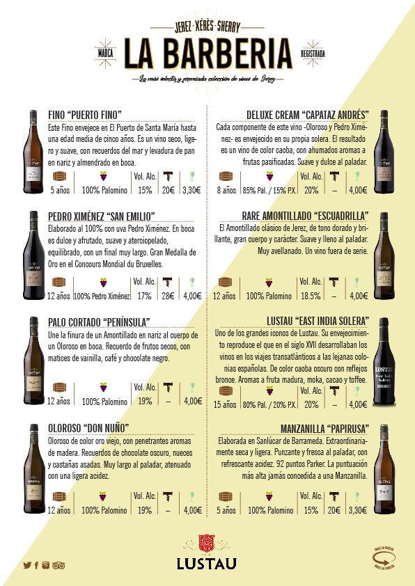 Vinos de Jerez: Nuestra Carta de La Barbería Baeza Vinos de Jerez: Nuestra Carta de La Barbería Baeza