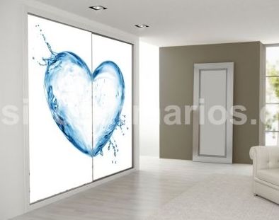 ARMARIO PUERTAS DE DISEÑO CON FOTO DE CORAZÓN AZUL ARMARIO PUERTAS DE DISEÑO CON FOTO DE CORAZÓN AZUL