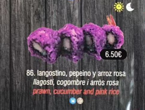 Langostino, pepino y arroz rosa: Carta de Sushi Time Buffet Libre Langostino, pepino y arroz rosa: Carta de Sushi Time Buffet Libre