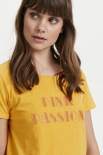 Camiseta Ichi en color oro y con mensaje PINK PASSION en Elche Camiseta Ichi en color oro y con mensaje PINK PASSION en Elche