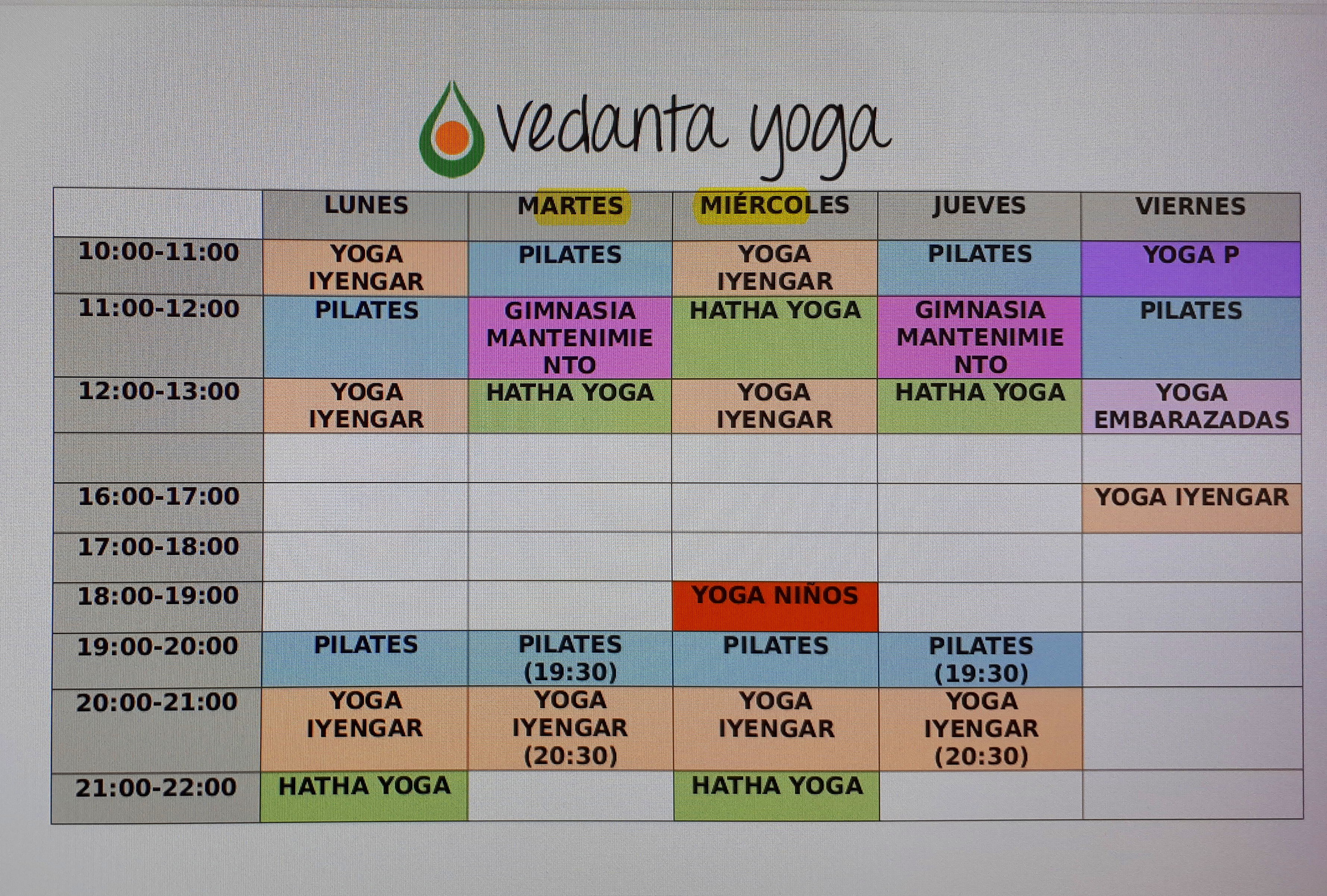 Horario: Clases, horarios y precios de Vedanta Yoga Horario: Clases, horarios y precios de Vedanta Yoga