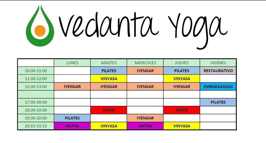 Horario: Clases y horarios de Vedanta Yoga Horario: Clases y horarios de Vedanta Yoga