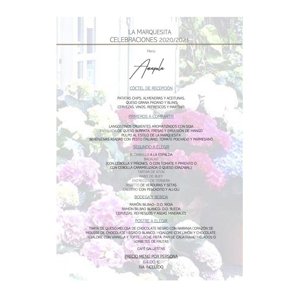 Menú Amapola: Carta y Menús de Restaurante La Marquesita Menú Amapola: Carta y Menús de Restaurante La Marquesita