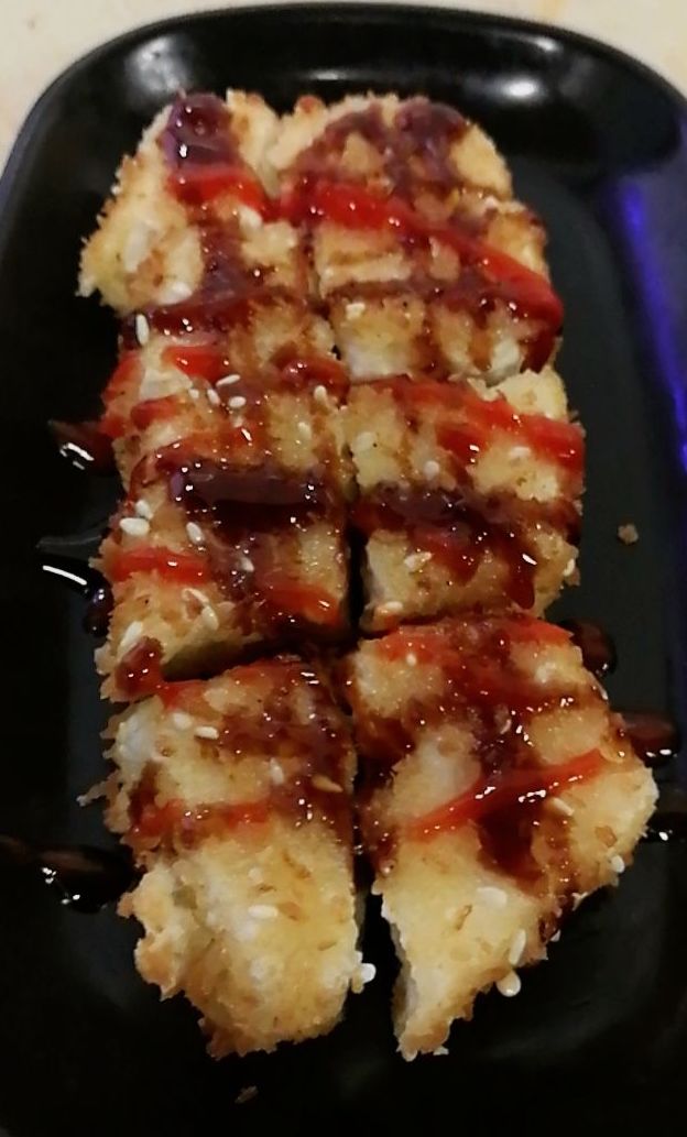57.TOFU REBOZADA CON SALSA TERIYAKI Y PICANTE : Carta y menús de Yoshino 57.TOFU REBOZADA CON SALSA TERIYAKI Y PICANTE : Carta y menús de Yoshino