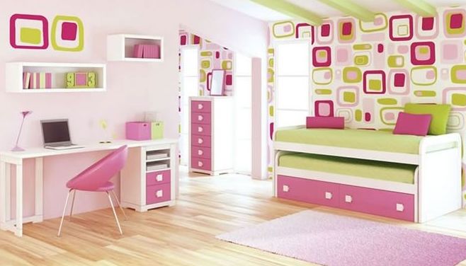 Dormitorio infantil lacado en blanco y rosa Dormitorio infantil lacado en blanco y rosa