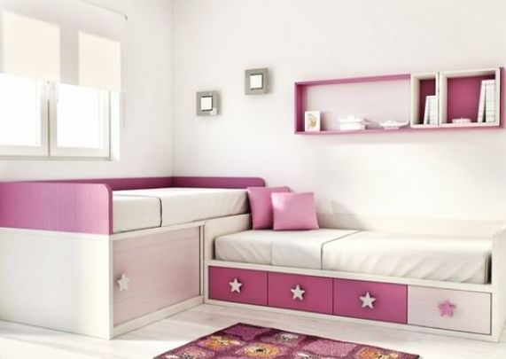 Dormitorio infantil blanco y rosa Dormitorio infantil blanco y rosa