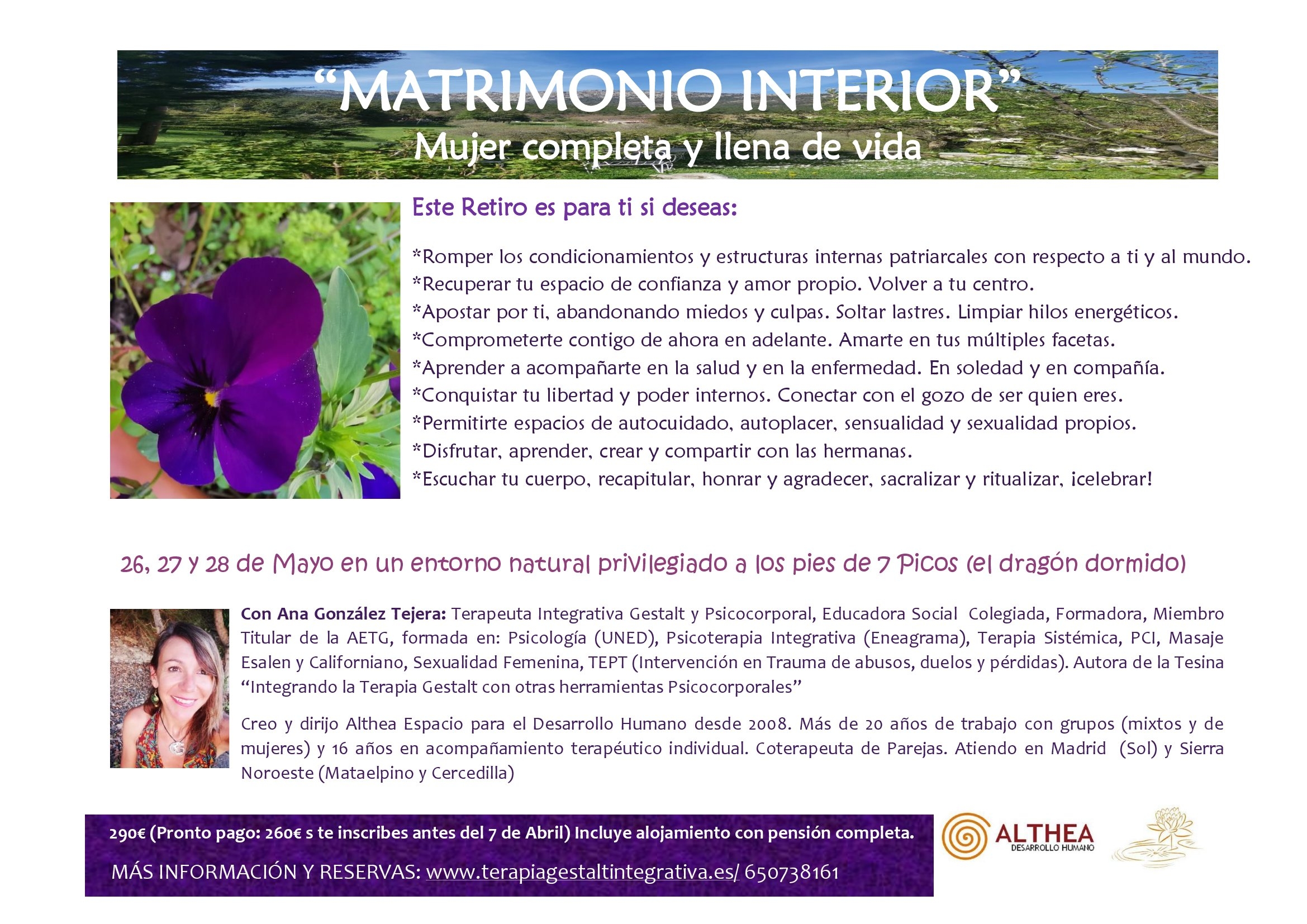 Matrimonio Interior 26, 27 y 28 de Mayo 2023. Cercedilla (Madrid): Servicios de Terapia Gestalt Integrativa Matrimonio Interior 26, 27 y 28 de Mayo 2023. Cercedilla (Madrid): Servicios de Terapia Gestalt Integrativa