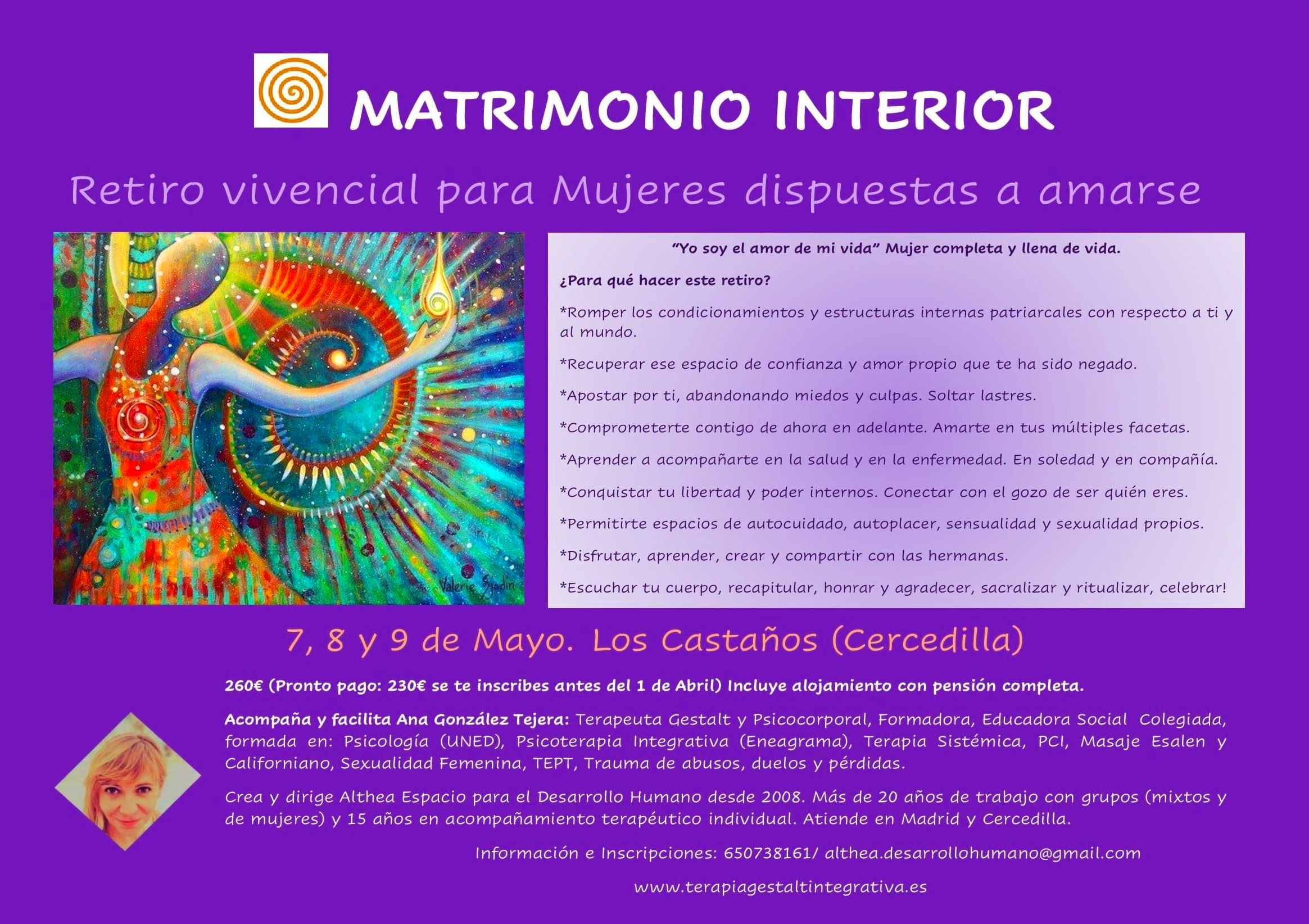 Matrimonio Interior 20, 21 y 22 Mayo 2022: Servicios Terapéuticos de Terapia Gestalt Integrativa Matrimonio Interior 20, 21 y 22 Mayo 2022: Servicios Terapéuticos de Terapia Gestalt Integrativa