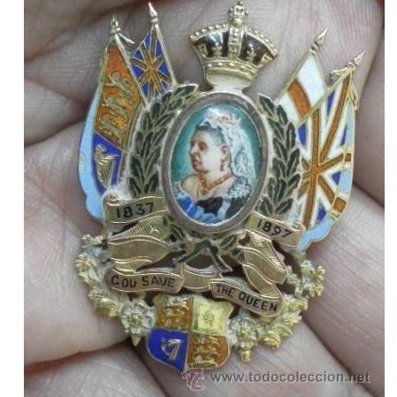 Inglaterra. Broche jubileo de la reina Victoria. 1837 - 1897: Catálogo de Antiga Compra-Venta