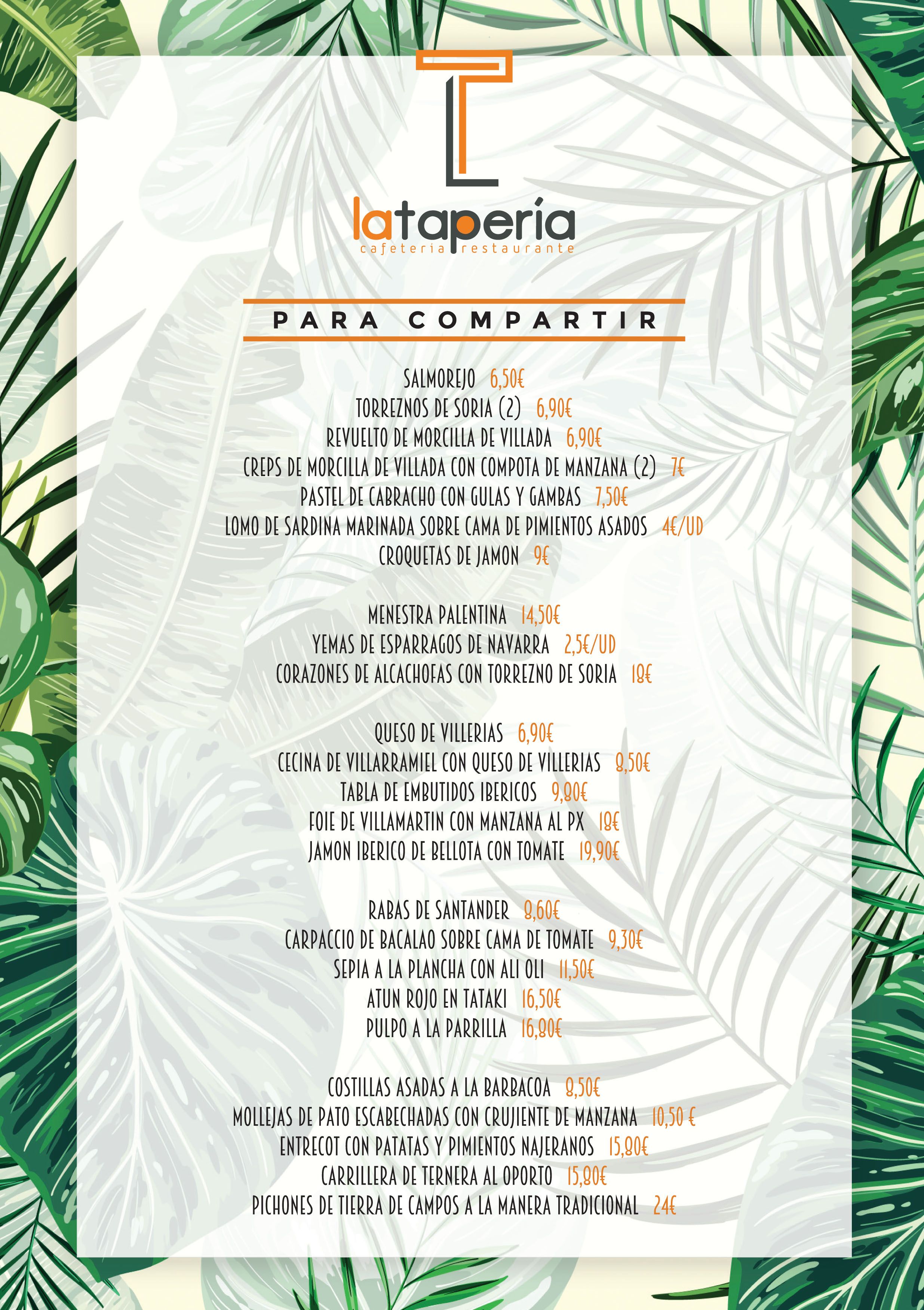 Nuestra carta y nuestros productos: Especialidades de La Tapería del 10 Nuestra carta y nuestros productos: Especialidades de La Tapería del 10