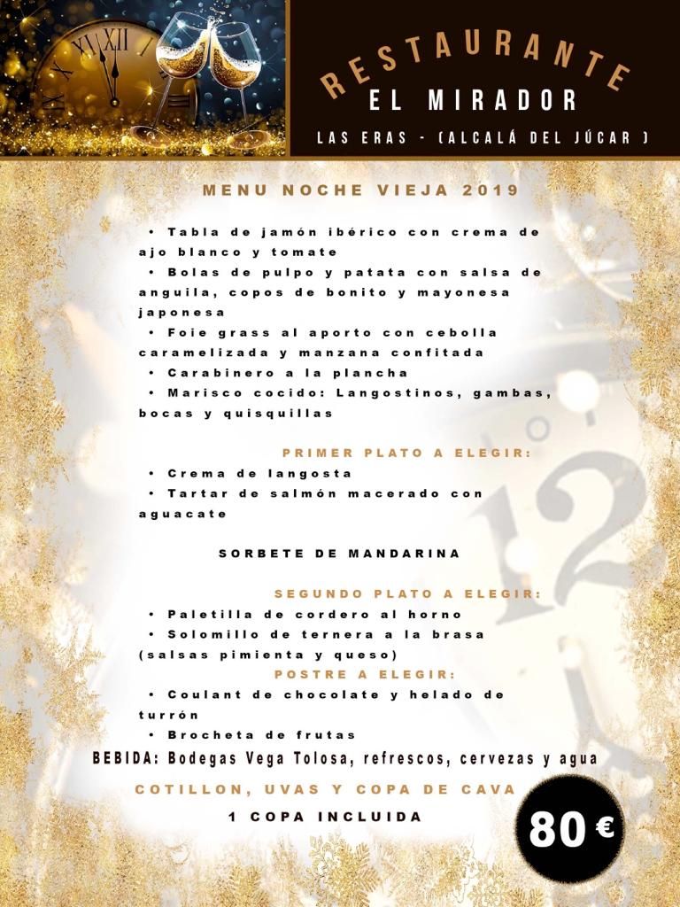 Menú Noche Vieja: Cartas y menús de Restaurante El Mirador Menú Noche Vieja: Cartas y menús de Restaurante El Mirador