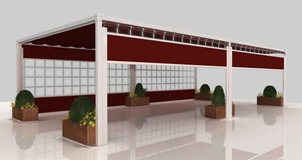 Cenador con pérgola arriba y verticales alrededor Cenador con pérgola arriba y verticales alrededor