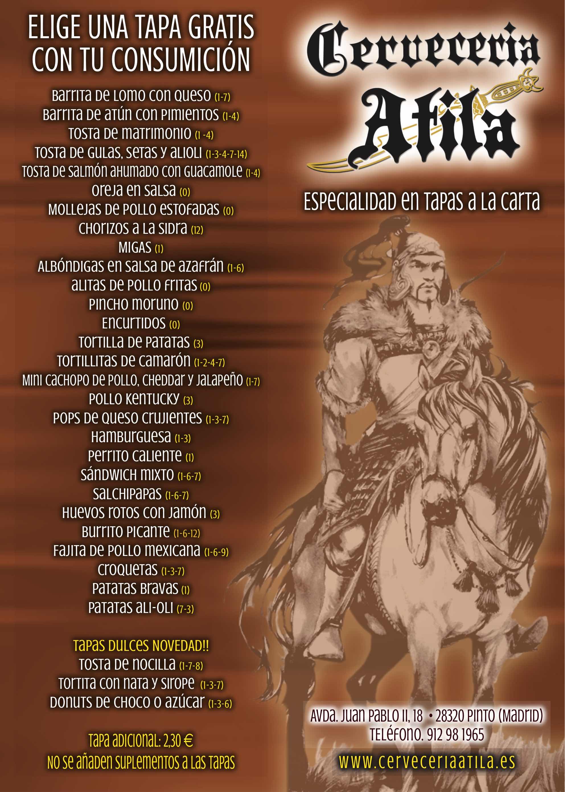 Consumo en Local: Carta y Servicios de Cervecería Atila Consumo en Local: Carta y Servicios de Cervecería Atila